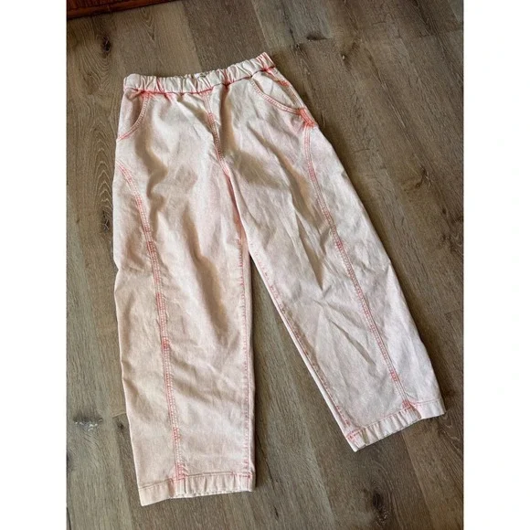 Marine Layer Orange Peach Acid Wash Barrel Jeans Size M - Picture 2 of 4